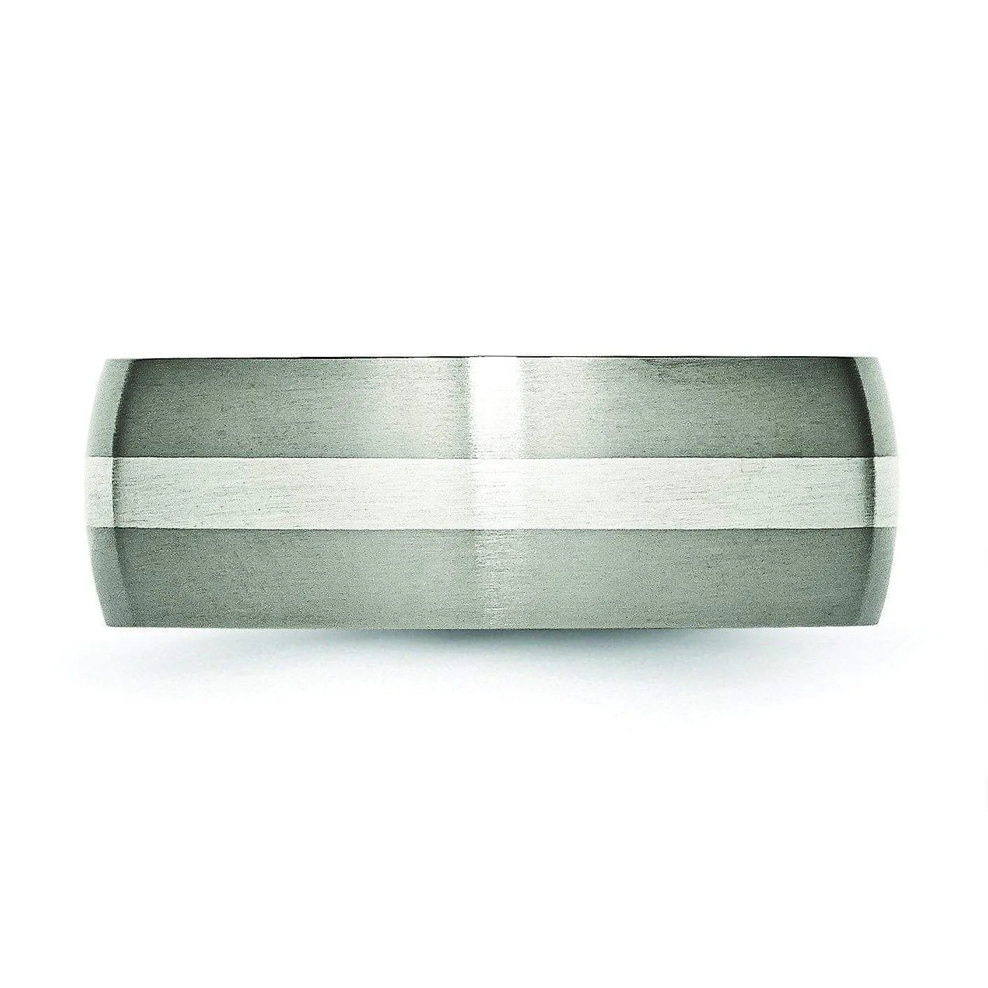 Titanium and Silver Wedding Band Matte Finish in 8mm
