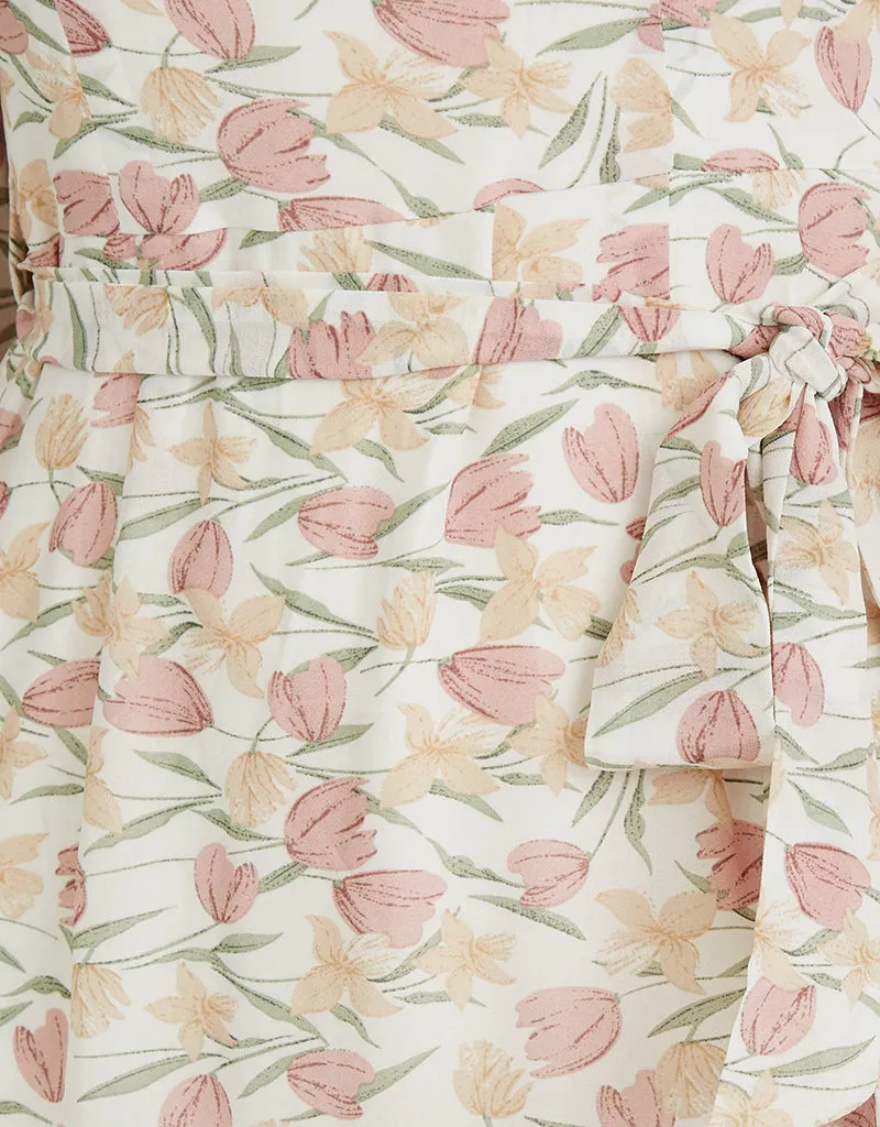 Tulip Pencil Belted Midi Dress