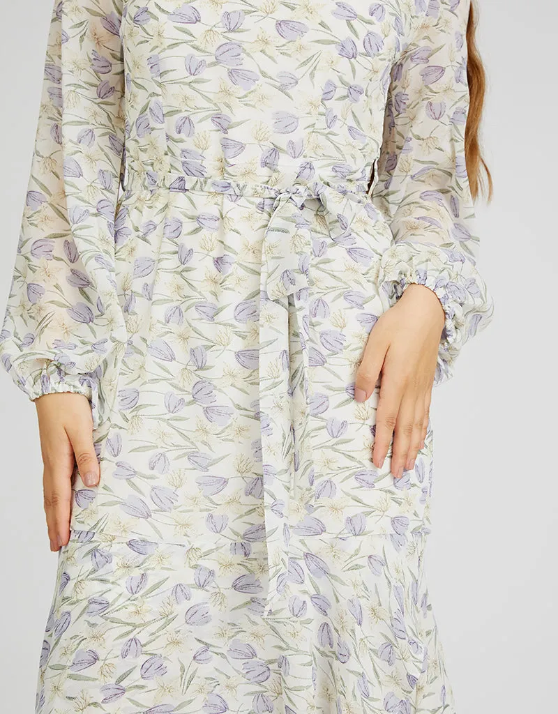 Tulip Pencil Belted Midi Dress