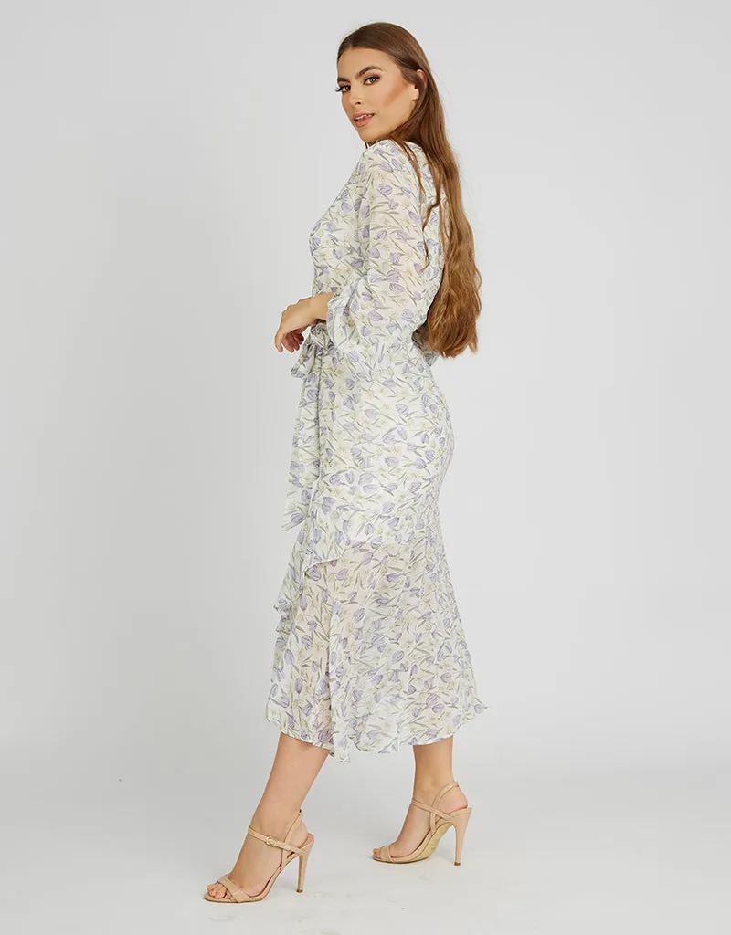 Tulip Pencil Belted Midi Dress