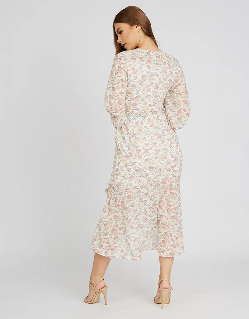 Tulip Pencil Belted Midi Dress