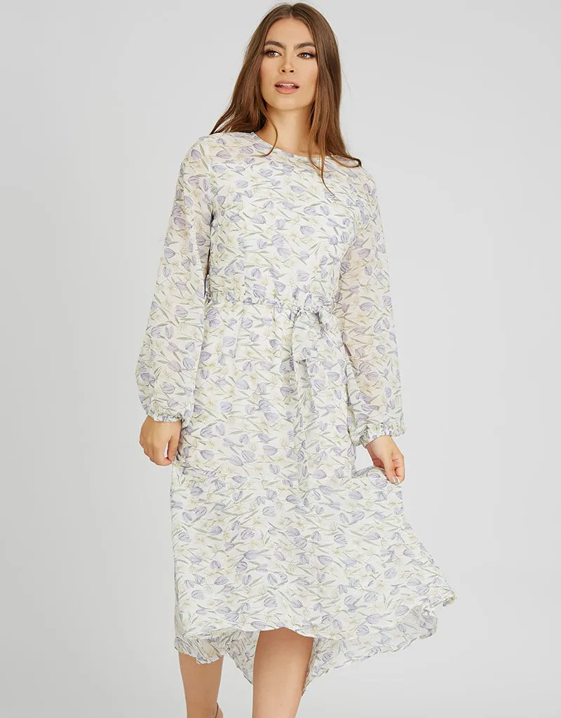 Tulip Pencil Belted Midi Dress
