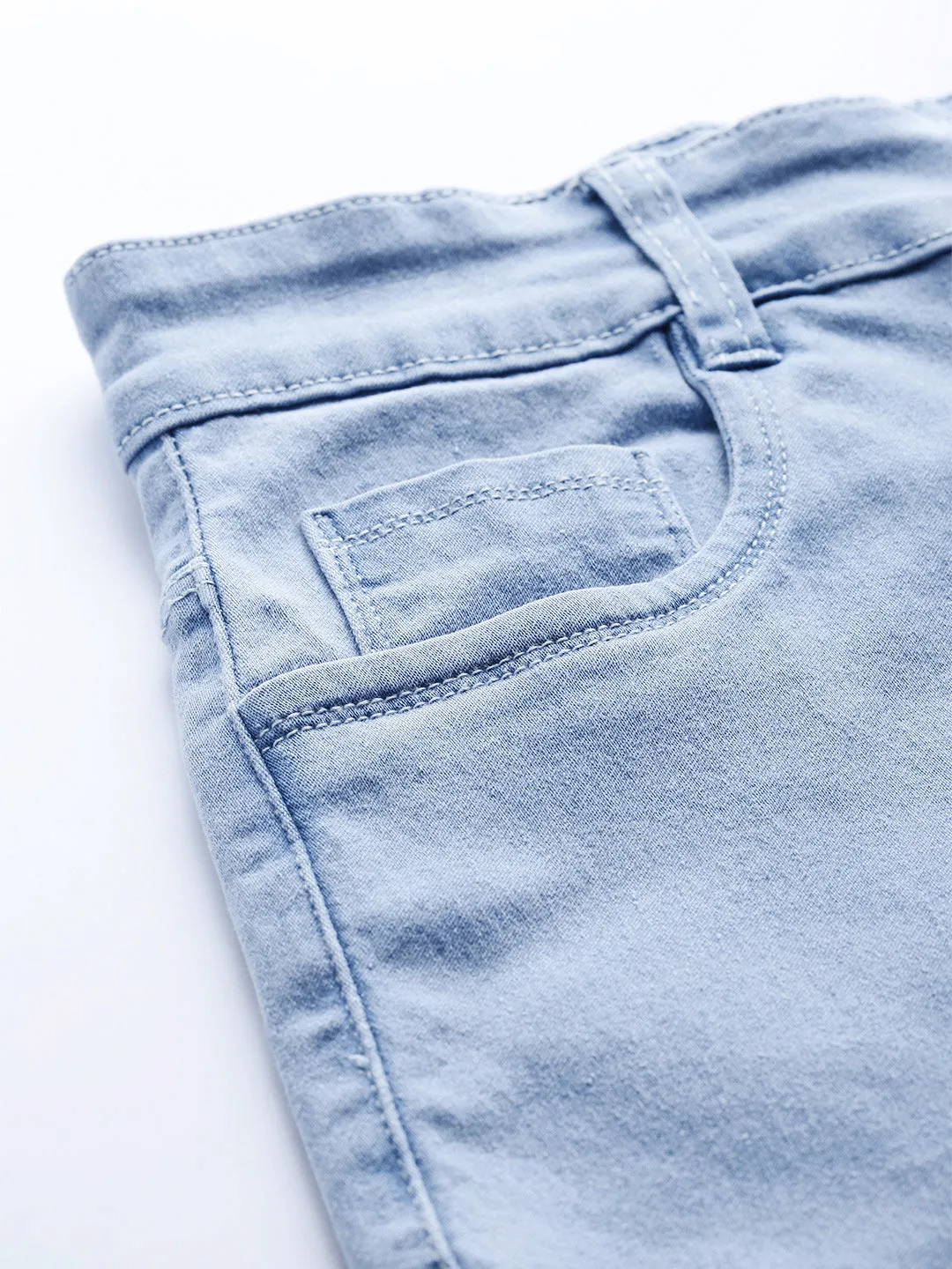 Women Ice Blue Whisker Wash Jeans